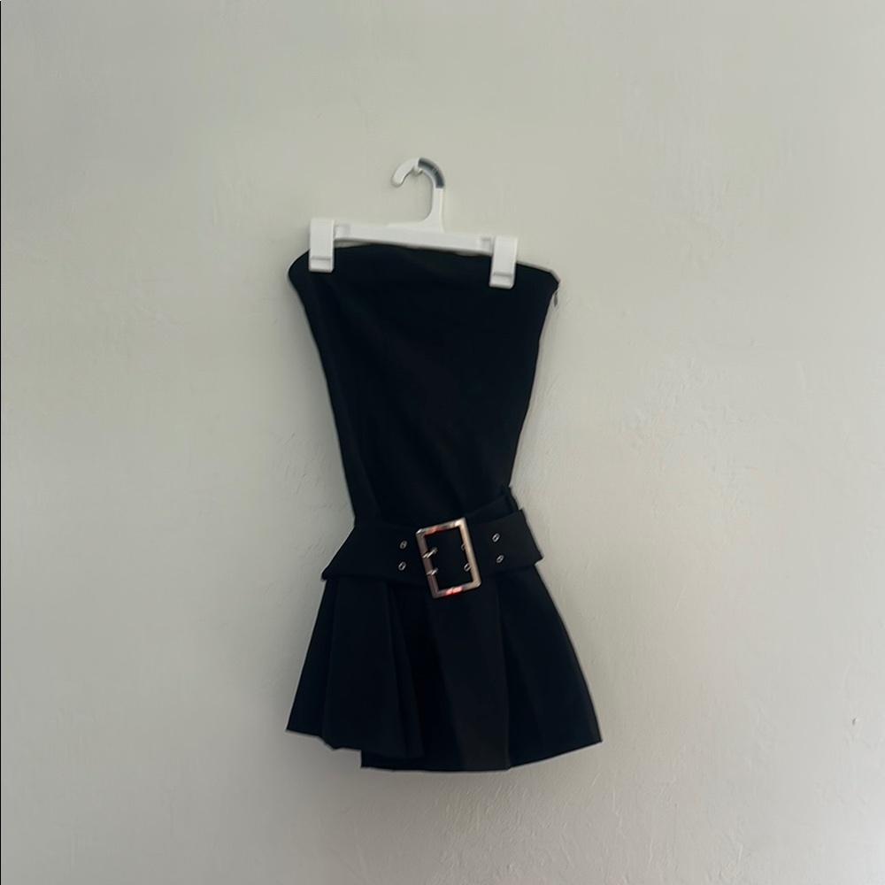 Pull&Bear Black Strapless Mini Dress with Belt